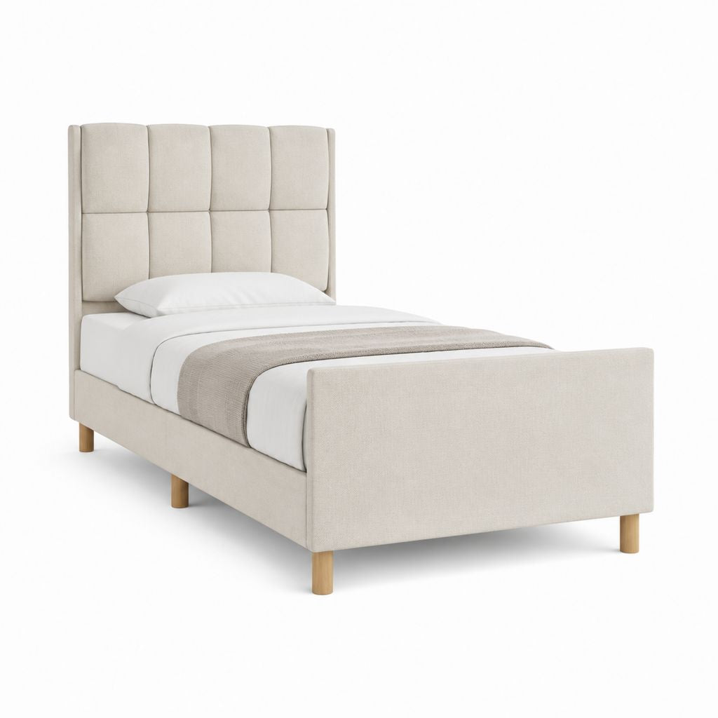 Polsterbett Beige mit Polyesterbezug rechteckig 90 x 200 cm