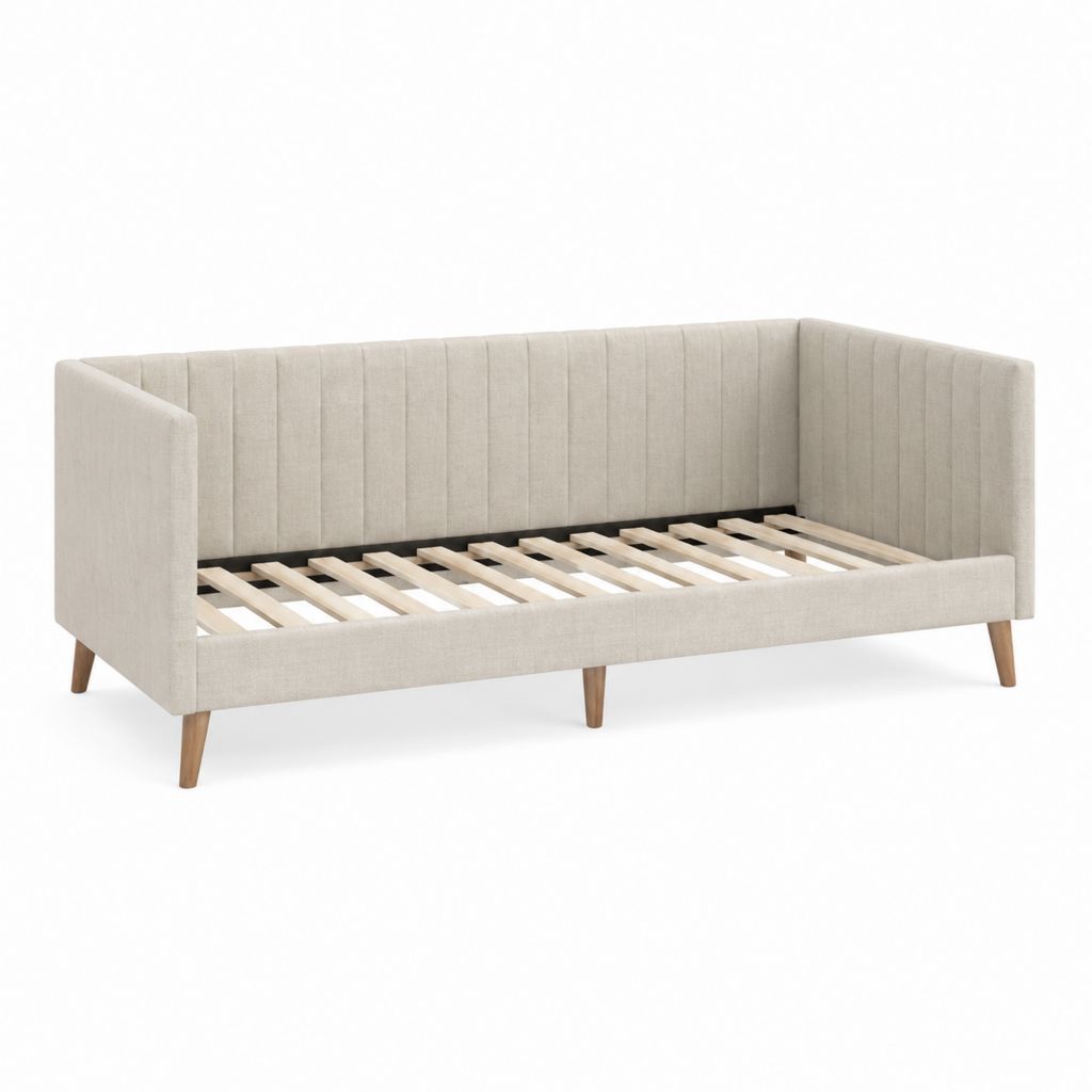 Tagesbett Bettgestell Beige Polyester Rechteckig 90 x 200 cm