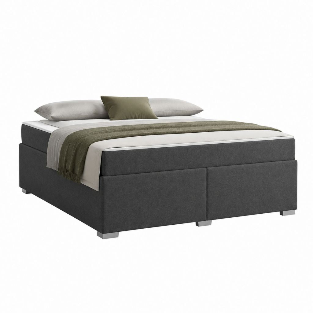 Boxspringbett Polsterbett Anthrazit Polyester rechteckig Liegefläche 180 x 200 cm Außenmaße 180 x 210 x 47 cm