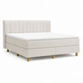 Boxspringbett 180 x 200 cm creme rechteckig mit Polyesterbezug und gepolstertem Kopfteil