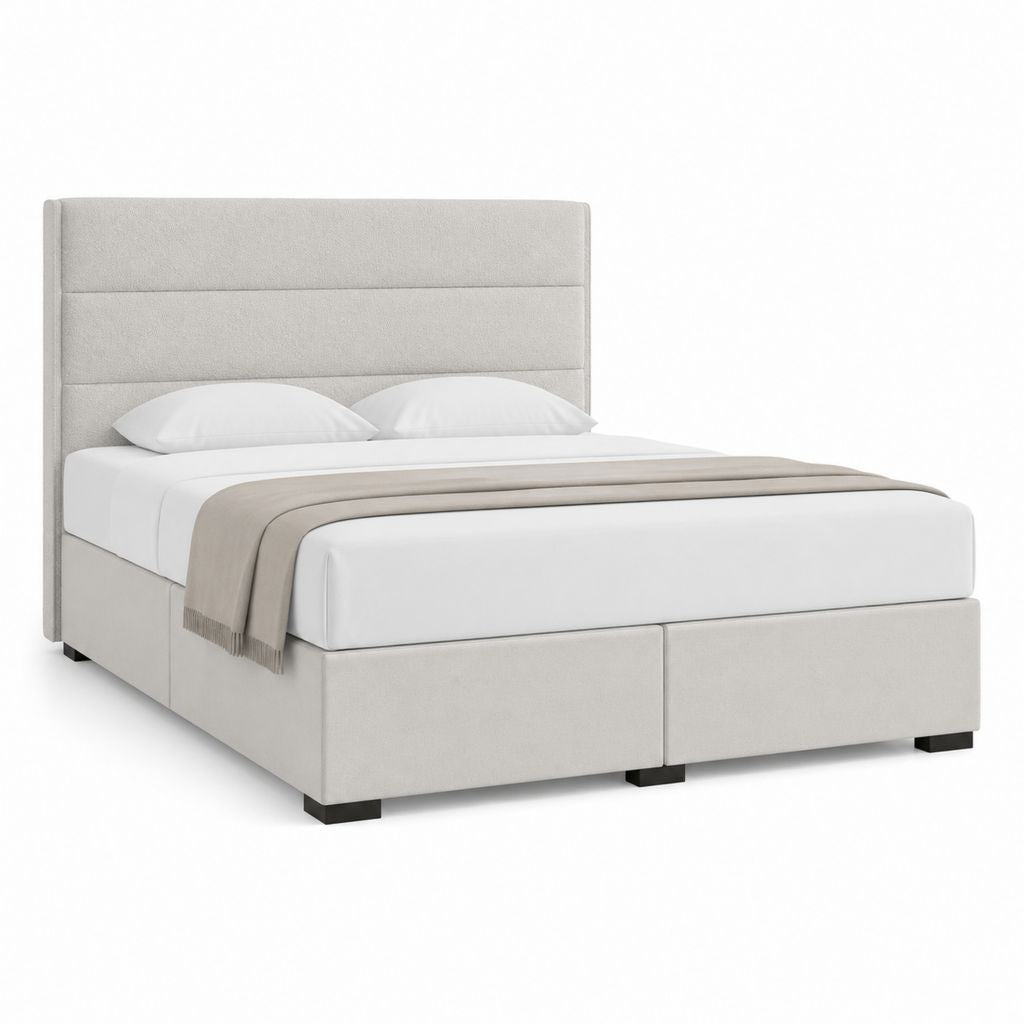 Boxspringbett Doppelbett Hellgrau Polyester Rechteckig 180 x 200 cm