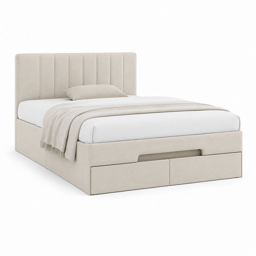 Polsterbett mit Stauraum Beige Polyester Rechteckig 160 x 200 cm