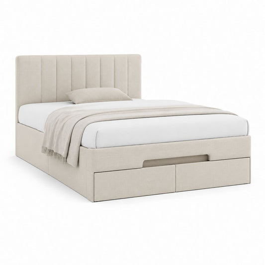 Polsterbett mit Stauraum Beige Polyester Rechteckig 160 x 200 cm
