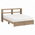 Bettgestell 140 x 200 cm eichefarben aus Kiefernholz mit Regal Kopfteil