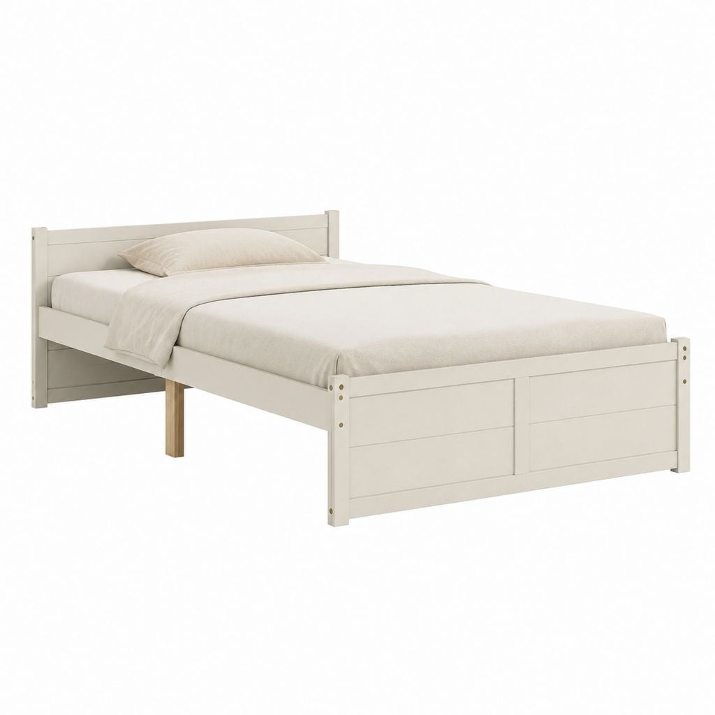Einzelbett Bettgestell Weiß Kiefer Massivholz rechteckig 90 x 200 cm 210 x 99 x 90 cm