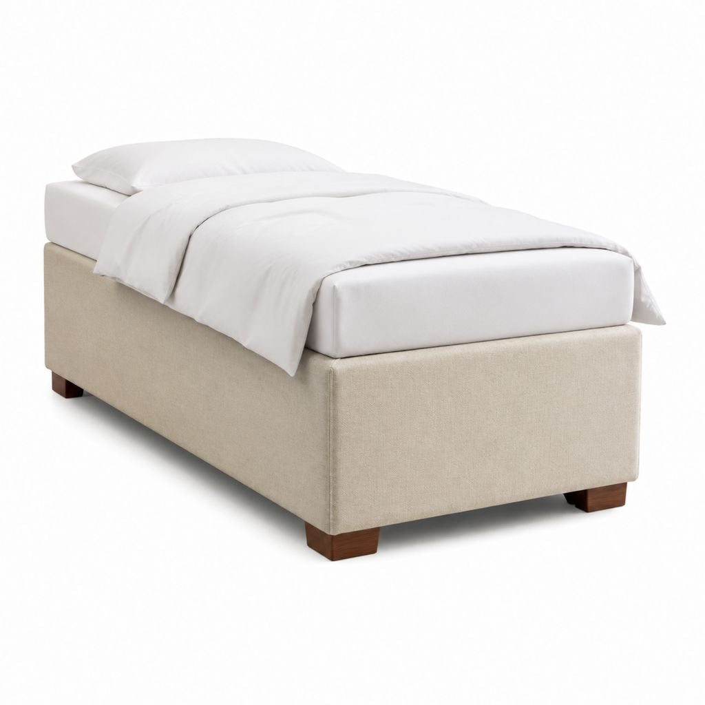 Polsterbett Einzelbettgestell Beige Polyester Rechteckig mit Liegefläche 90 x 200 cm Außenmaß 100 x 210 x 45 cm