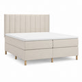 Boxspringbett Beige mit Polyesterbezug und Holzfüßen rechteckig 180 x 200 cm