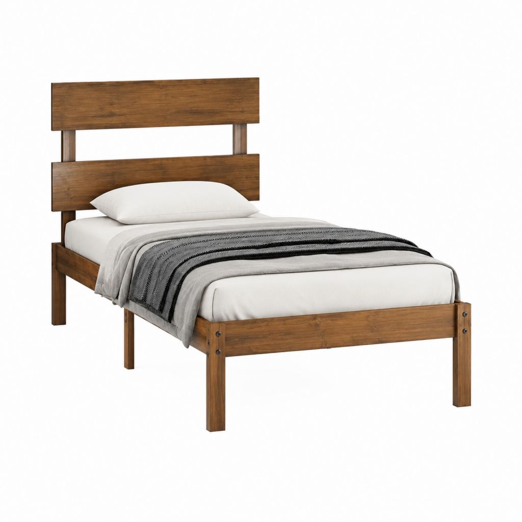 Einzelbett Bettgestell Braun Massivholz Kiefer 90 x 200 cm