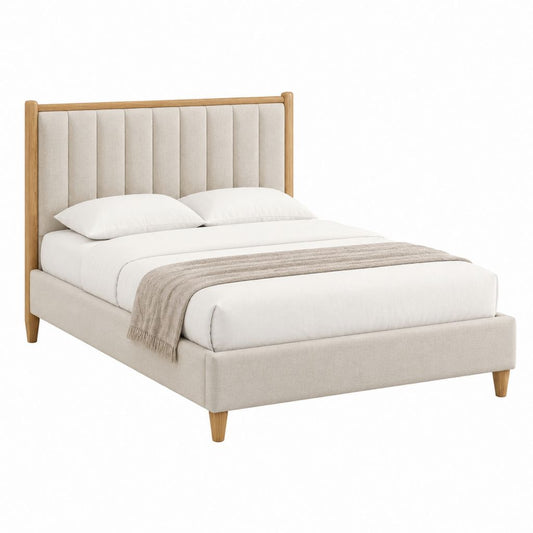 Polsterbett Doppelbett Beige Massivholz Polyester Rechteckig 160 x 200 cm