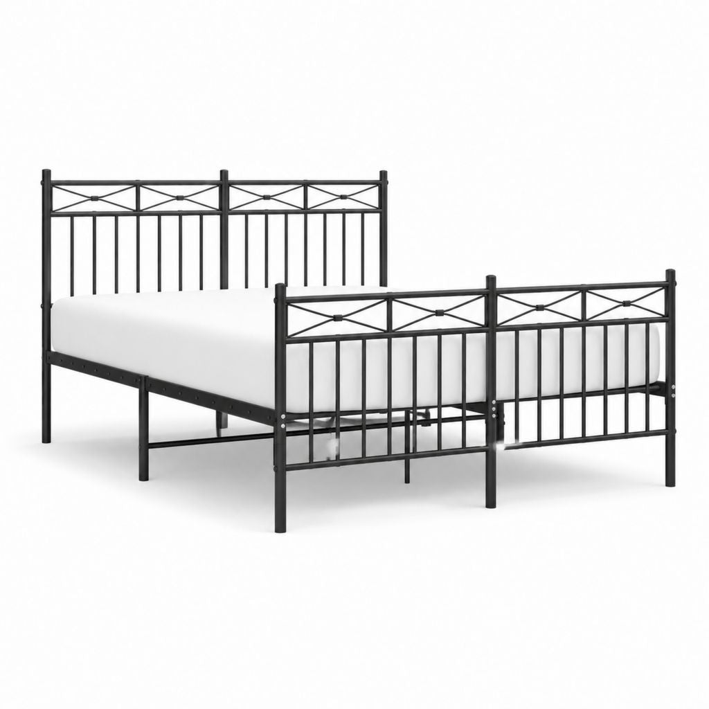Metallbett Einzelbett Schwarz pulverbeschichteter Stahl rechteckig 90 x 200 cm