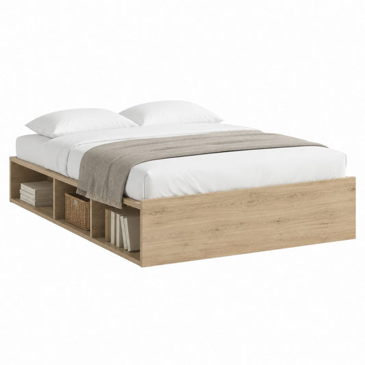 Doppelbett Bettgestell mit Stauraum in Sonoma-Eiche Dekor 160 x 200 cm